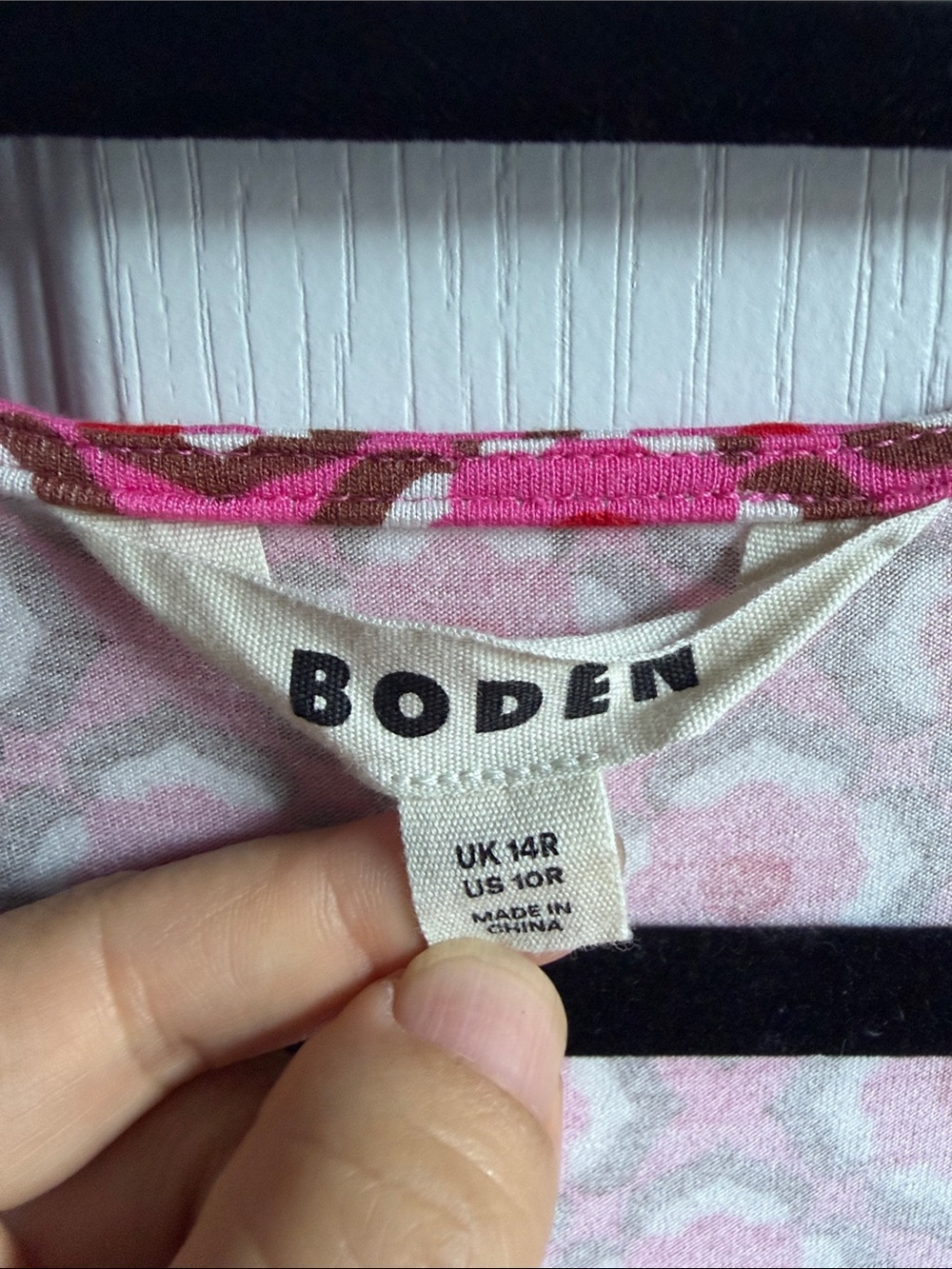 Boden Amelie Jersey Dress Pink Retro Geometric Print Pockets Size 10 - Picture 7 of 9